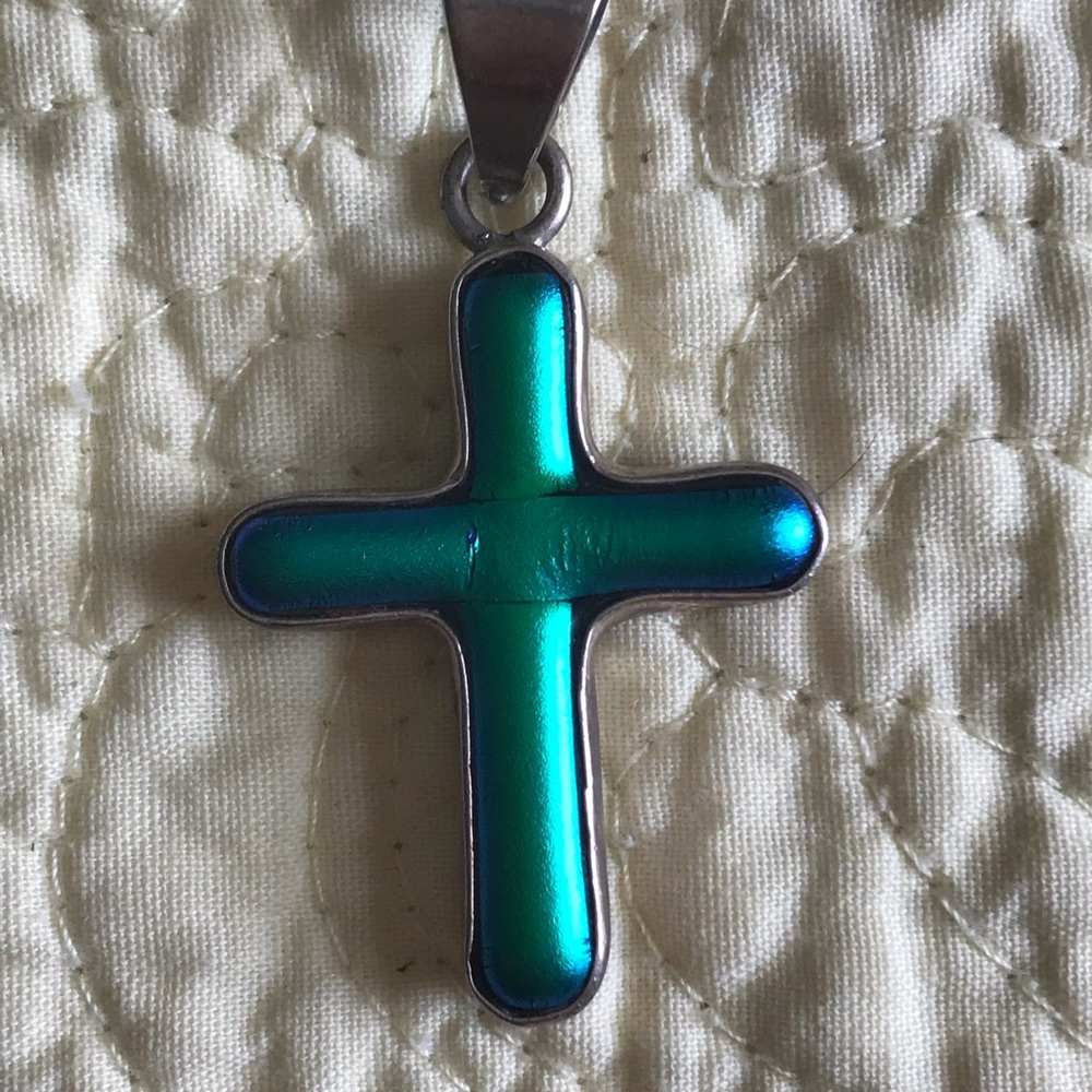 Dichroic Glass Cross Pendant